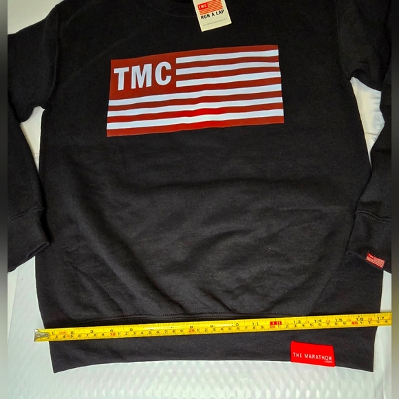 NWT The Marathon Clothing TMC Flag Crewneck Sweatshirt in Black Red & White SZ S - Picture 7 of 13